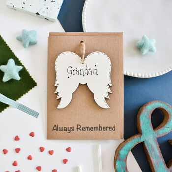 Personalised Remembrance Card Angel Wooden Keepsake, 2 of 7