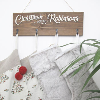 Personalised With Family Name Christmas Stocking Hanger, 2 of 8