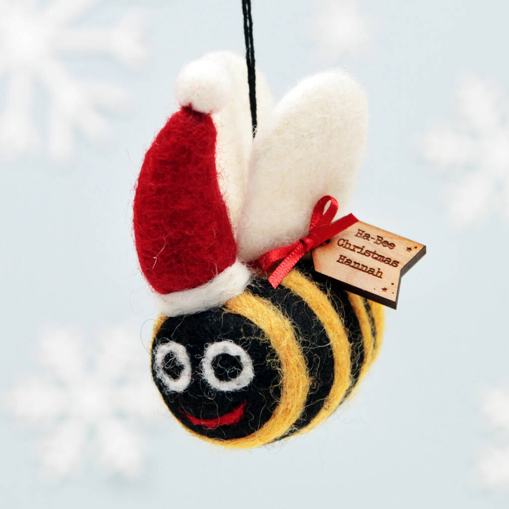 Personalised Felt Bee Christmas Tree Decoration, 1 of 2