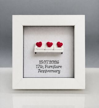 Personalised 17th Furniture Anniversary Sofa Hearts Frame Gift, 3 of 7