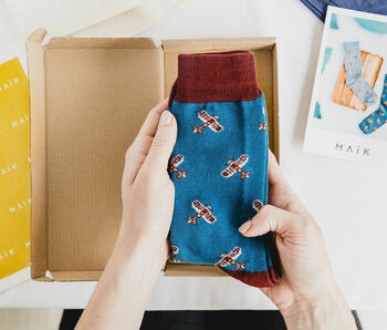 Ethical Organic Cotton Plane Socks, 3 of 4