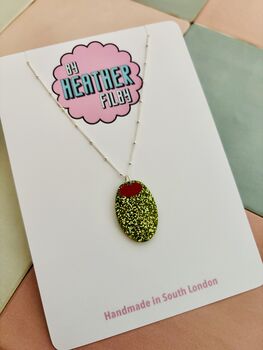 Olive Charm Necklace / Martini Lover Gift / Foodie Statement Necklace/ Italian Summer Aesthetic/ Cocktail Inspired Accessory, 3 of 5
