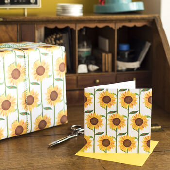'Sunflower Field' Luxury, Recycled Wrapping Paper Pack, 2 of 7