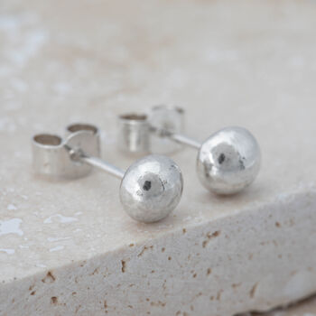 Recycled Sterling Silver Nugget Stud Earrings, 3 of 8