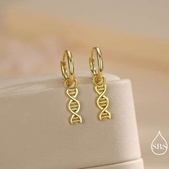 Dna Molecule Huggie Hoop In Sterling Silver, 5 of 11