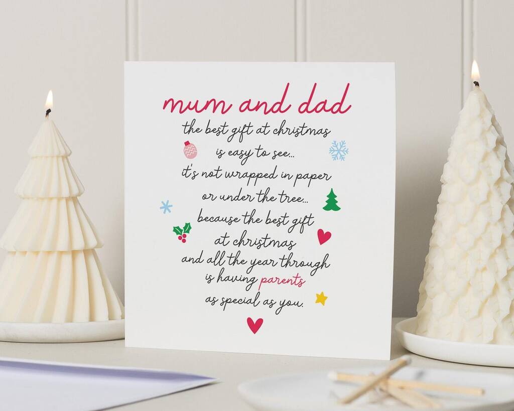 Personalised Christmas Poem Card For Mum And Dad, 1 of 7