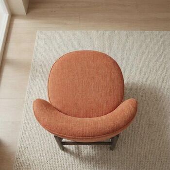 Armchair Mid Century Wooden Burnt Orange Accent Chair, 3 of 5