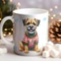 Personalised Border Terrier In Christmas Jumper Mug, thumbnail 1 of 2