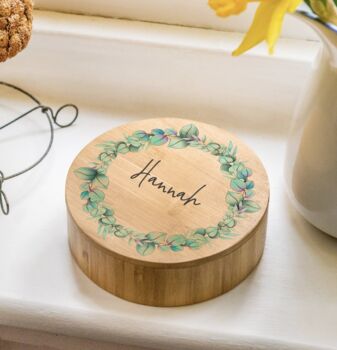 Personalised Floral Name Bamboo Jewellery Box, 3 of 3