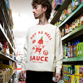 Hot Sauce Unisex Graphic Sweatshirt In Vanilla, 2 of 4