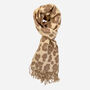 Leopard Print Cashmere Blend Winter Scarf Beige, thumbnail 3 of 3