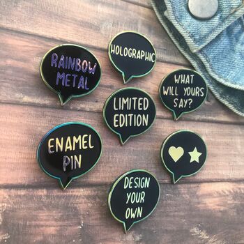 Rainbow Metal Holographic Custom Speech Enamel Pin, 4 of 5