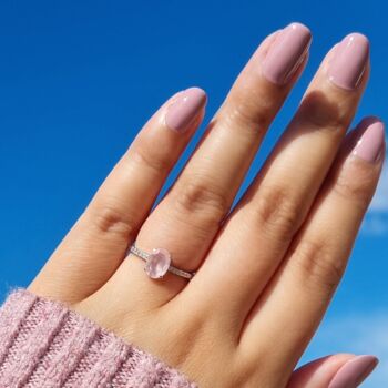Rose Quartz Ring In Rose Gold Vermeil And Silver, 10 of 12