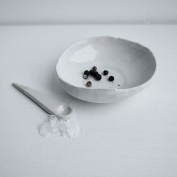 Handmade White Gloss Mini Salt And Pepper Dish, 3 of 6