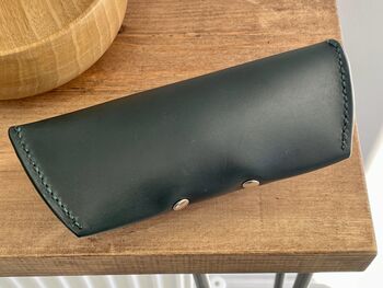 Personalised Racing Green Leather Glasses Case, 9 of 12