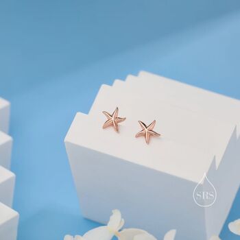 Sterling Silver Tiny Starfish Stud Earrings, 2 of 10