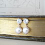Cubic Zirconia And Pearl Rose Gold Earrings, thumbnail 1 of 5