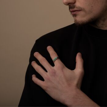Malachite Stone Silver Signet Ring, 3 of 11