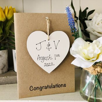 Personalised Congratualtions Heart Wooden Keepsake Card, 3 of 4