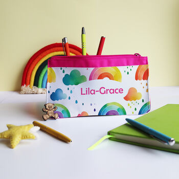 Personalised Watercolour Rainbow Pencil Case, 2 of 10