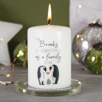 Personalised Penguin First Christmas As A Family Candle, 7 of 8