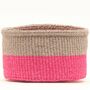 Maliza: Charcoal And Pink Duo Colour Block Woven Basket, thumbnail 6 of 9