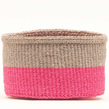 Maliza: Charcoal And Pink Duo Colour Block Woven Basket, 6 of 9