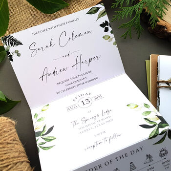 Leafy Wedding Invitation Sample, 3 of 8