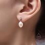 Sterling Silver Genuine Freshwater Pearl And Cz Drop Earrings, thumbnail 2 of 10