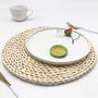 Pack Of Six Woven Corn Skin Round Table Mats, thumbnail 5 of 6