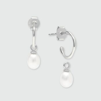 Pearl And Sterling Silver Interchangeable Hoop Earrings, 2 of 4