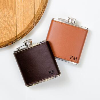 Personalised Leather Hip Flask, 6 of 7