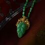 Chrysoprase Tourmaline Gold Plate Leaf Pendant, thumbnail 1 of 3