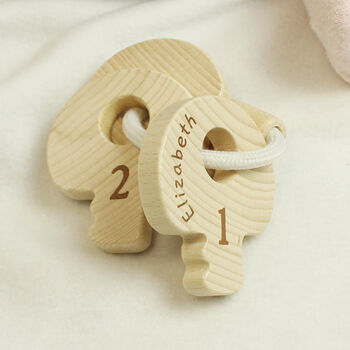 Personalised Wooden Baby Keys, 5 of 8