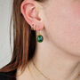 18ct Gold Plated Green Onyx Wire Drop Earrings, thumbnail 2 of 4
