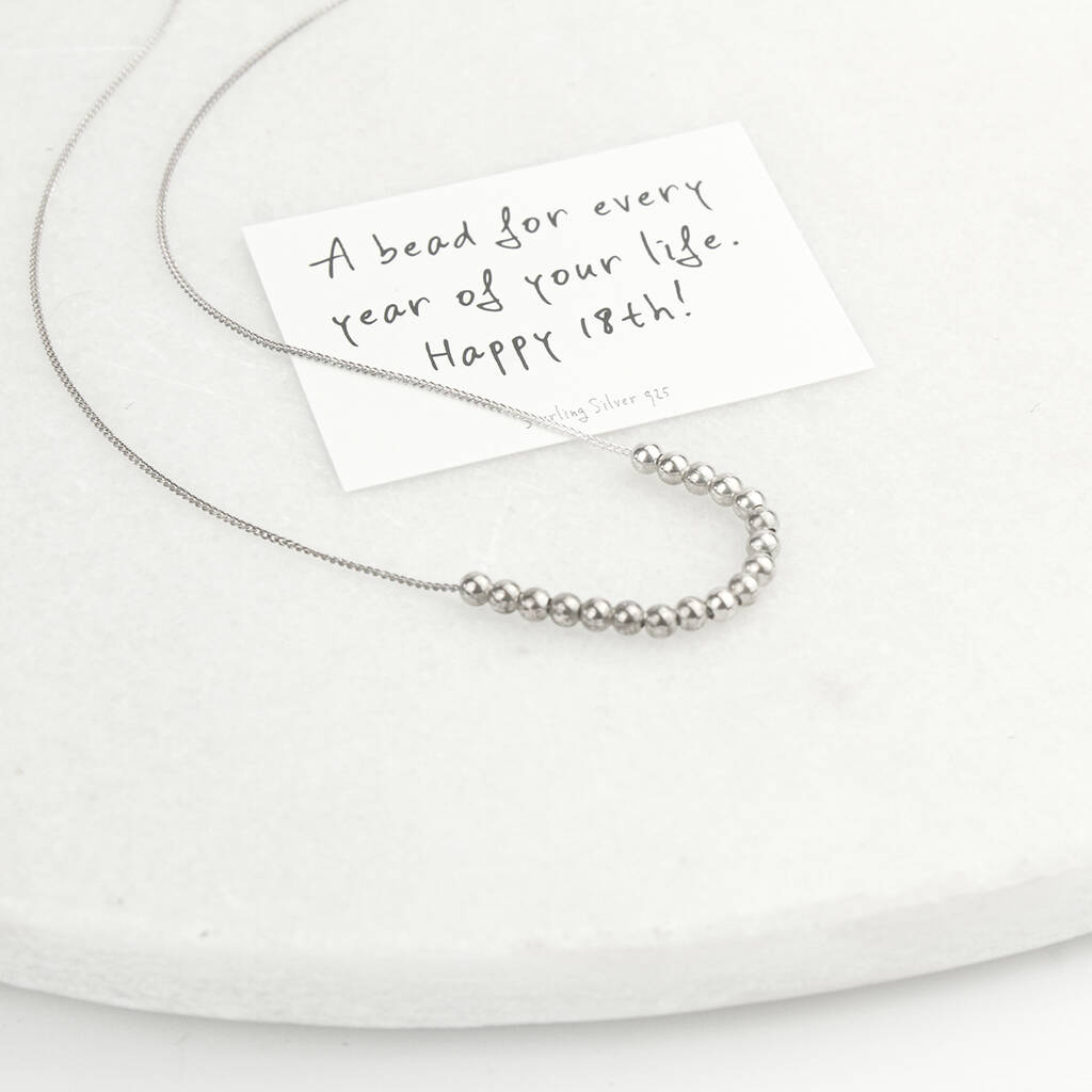 Sterling Silver 18 Beads 18th Birthday Necklace, 1 of 8