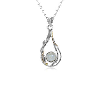 Teardrop Sterling Silver Rainbow Moonstone Pendant, 4 of 6