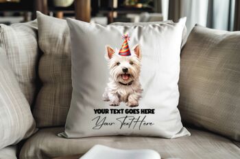 Personalised West Highland Terrier Birthday Party Cushion, 2 of 2