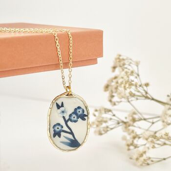 Blue And White Floral Handmade Clay Jewellery Set, 3 of 5