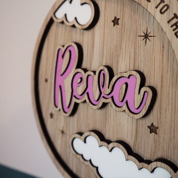 Personalised New Baby Gift Welcome To The World Sign, 4 of 5