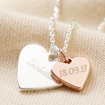 Personalised Double Wide Heart Charm Necklace, 4 of 9