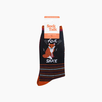 For Fox Sake Combed Cotton Novelty Socks In Black, 4 of 4