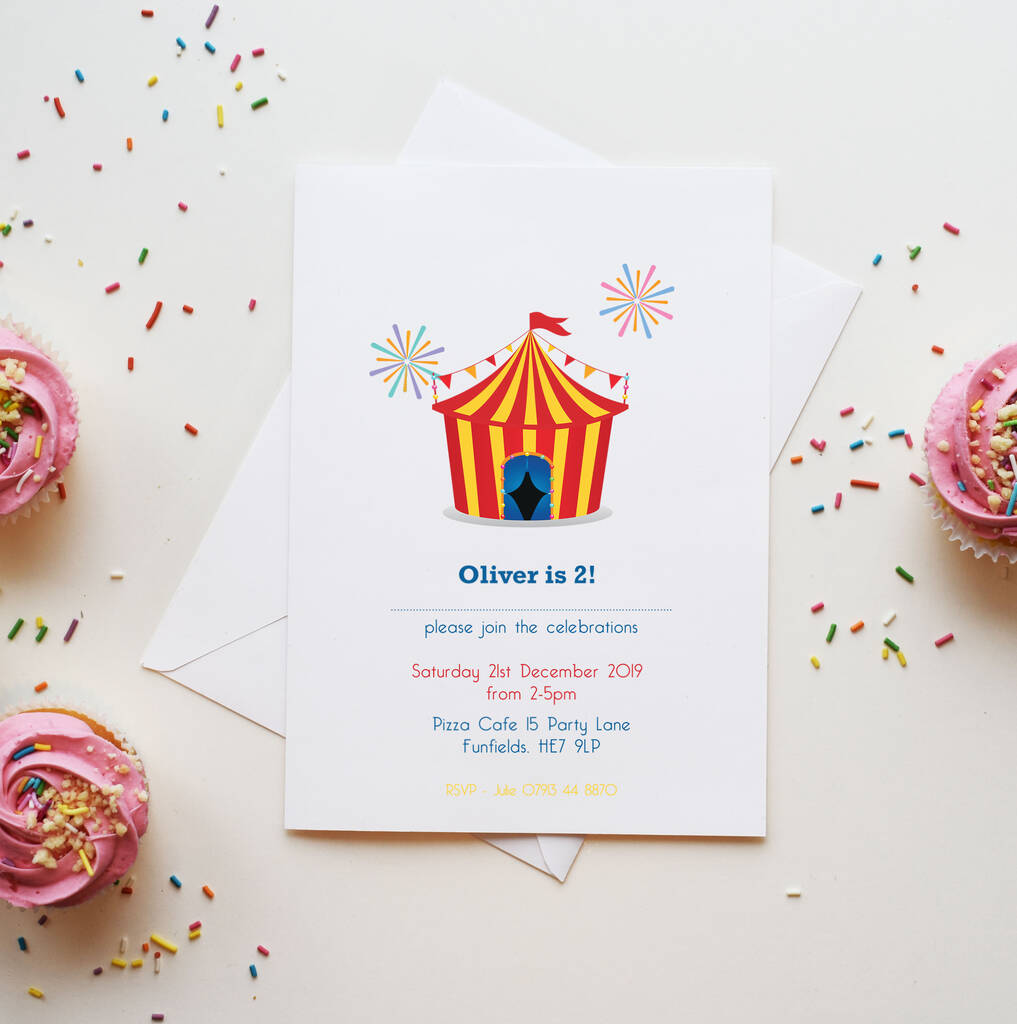 Image of 10 Circus Party Time Invitation
