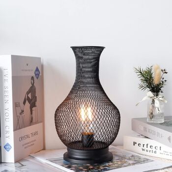 Metal Vase Shape Mesh Cordless Decorative Lamp, 3 of 6