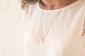 Personalised Hammered Double Disc Necklace, 3 of 6