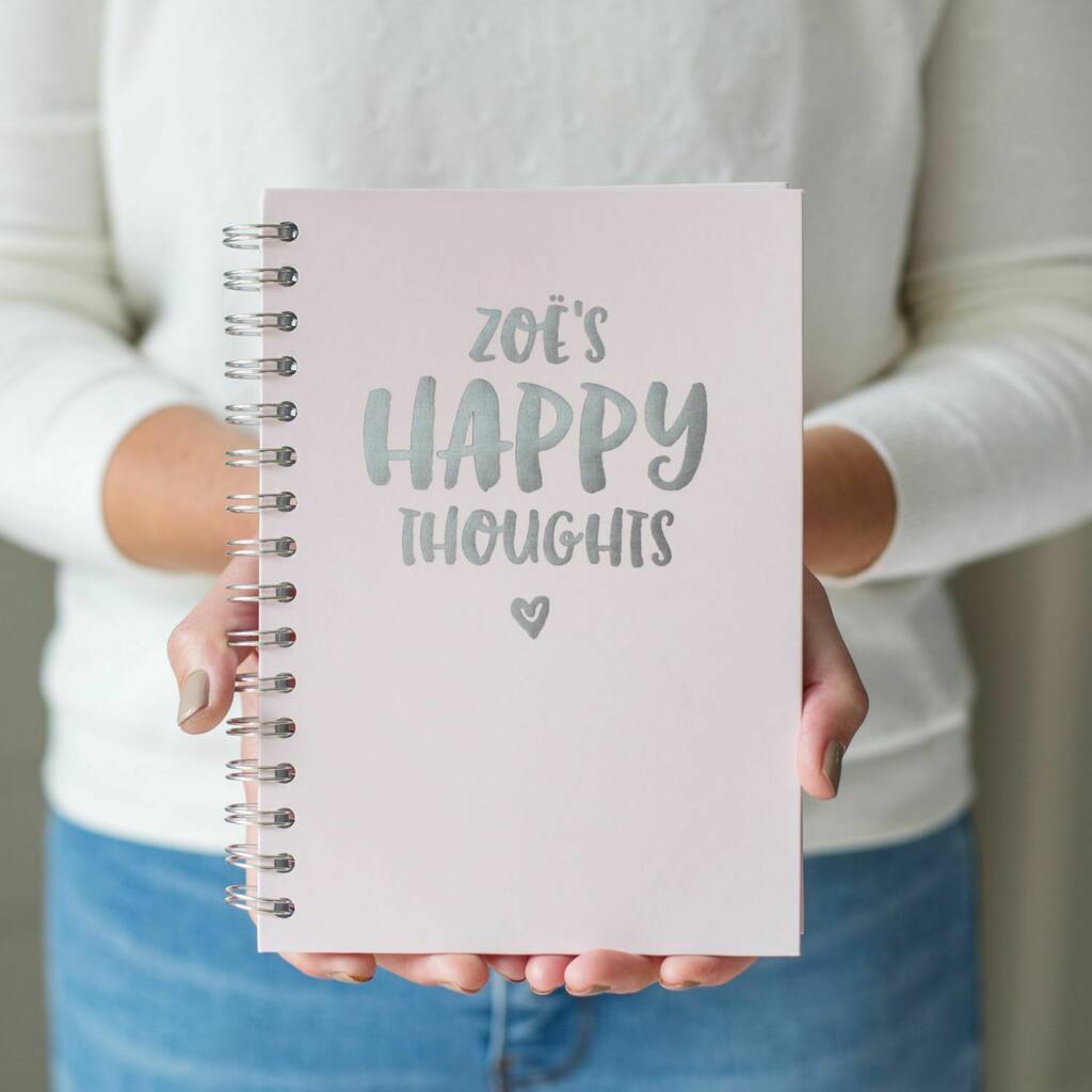 Personalised Happy Thoughts Foil Notebook, 1 of 10