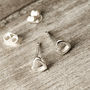 Dainty Heart Silver Stud Earrings On A Gift Card, thumbnail 3 of 10