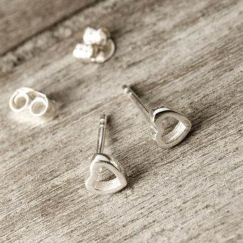 Dainty Heart Silver Stud Earrings On A Gift Card, 3 of 10