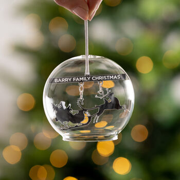 Personalised Christmas Family Sleigh Glass Dome Bauble, 5 of 5