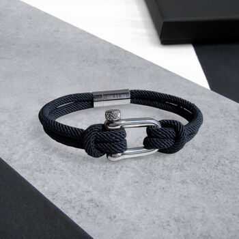 Personalised Men's Nautical Shackle And Rope Bracelet, 6 of 12